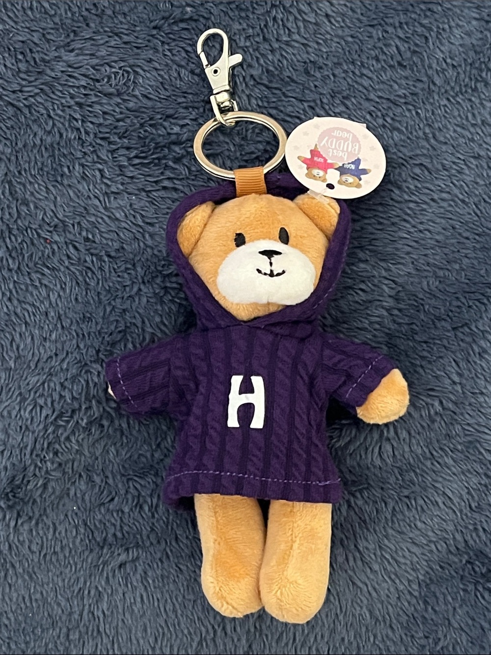 "H" Best Buddy Bear Plush Keychain Bag Charm | Purple Hoodie Teddy Bear NWT